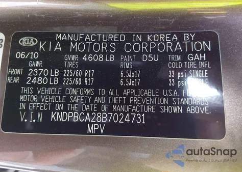 2011 Kia Sportage Lx z USA, uszkodzony, nr VIN KNDPBCA28B7024731